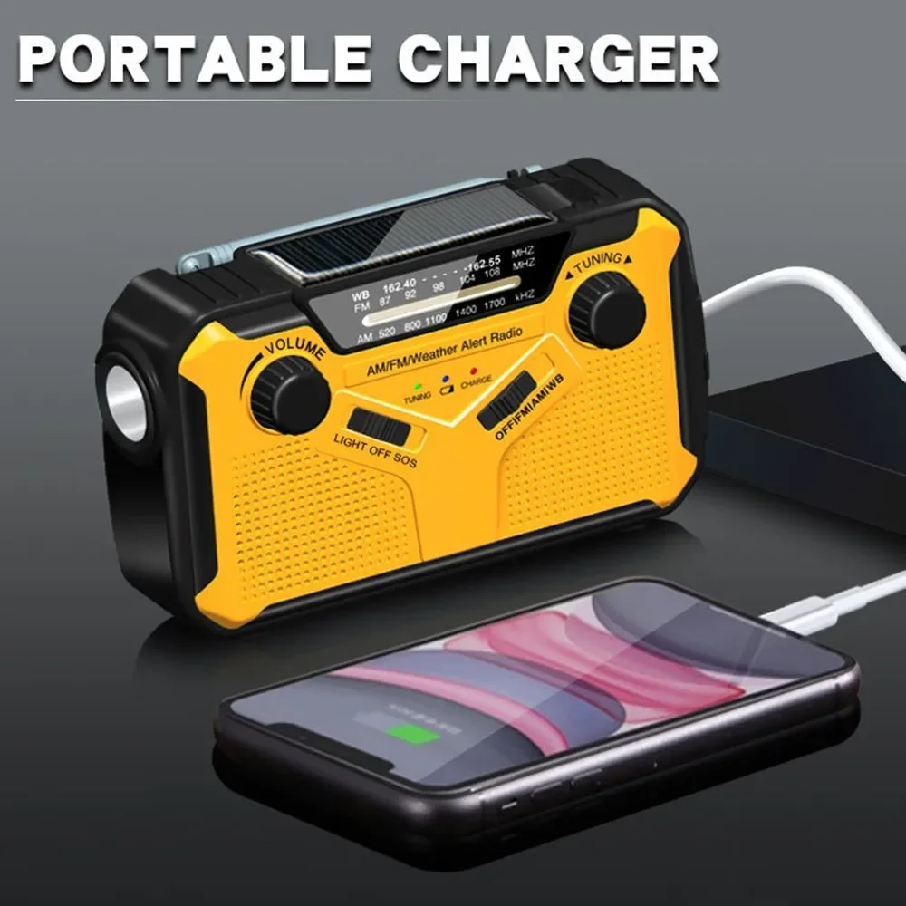 

Portable Solar Energy AM FM Radio Strong Light Flashlight Mobile Phone Emergency Usb Charging Treasure Lighting SOS Power Supply