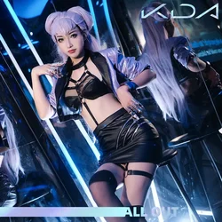 In Stock Xs-2xl  Evelynn Kda Cosplay  Anime Game LOL KDA Cosplay Bra Skirt Full Set Halloween Party Outfits for Women