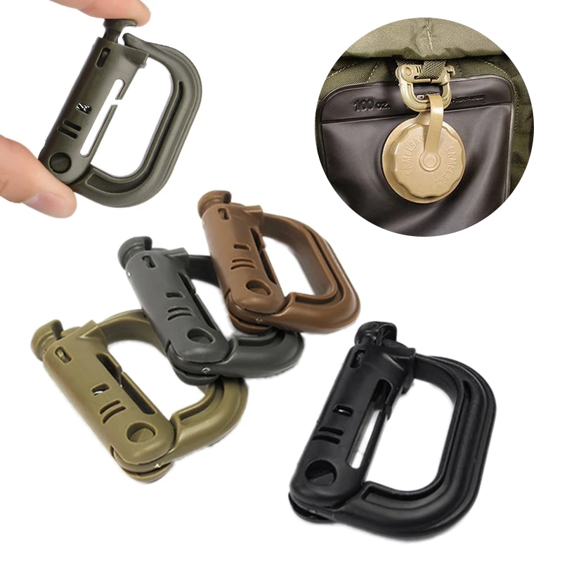 Grimloc Molle Carabiner D Locking Ring ، نوع مشبك مشبك بلاستيكي ، قفل سلسلة المفاتيح ، مشبك الحقيبة ، 5 من Grimloc