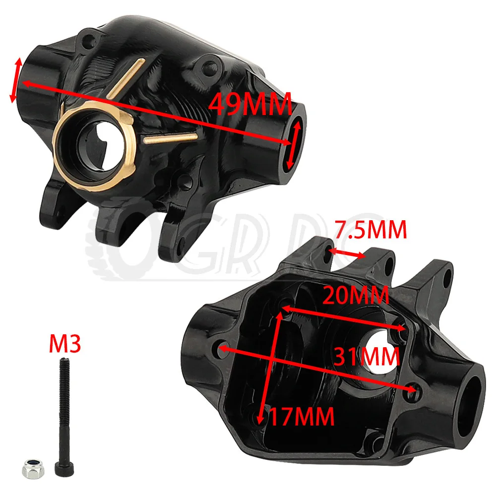 Mosiężna czarna powłoka przednia i tylna oś obudowa trzeciego członka z pokrywą na samochód terenowy Axial 1/10 SCX10 PRO części zamienne