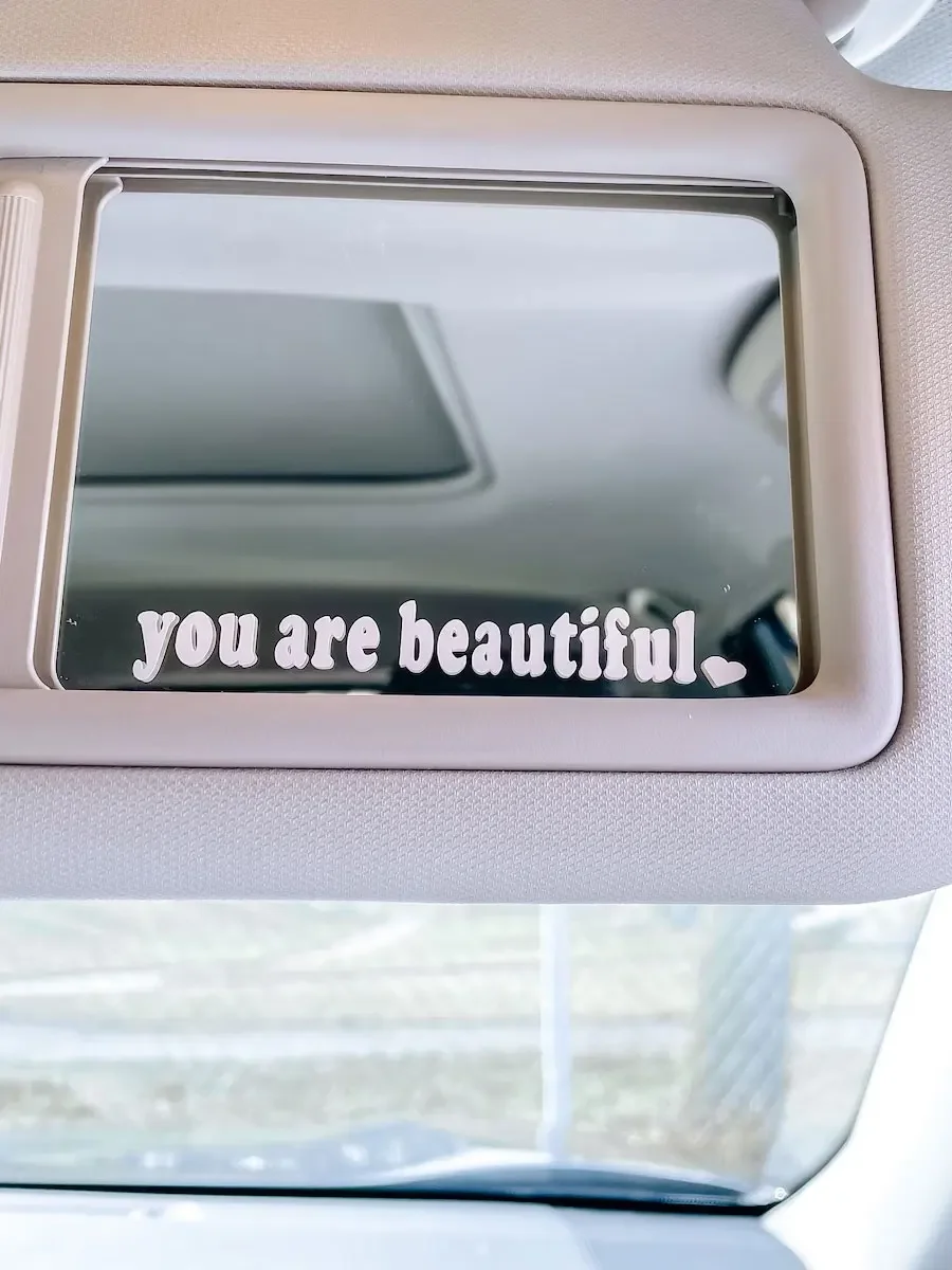 

Car Stickers The Text You Are Beautiful Interior Decoration Rear View Mirror Fashion Stickers Creative Sport PVC Decals,15CM