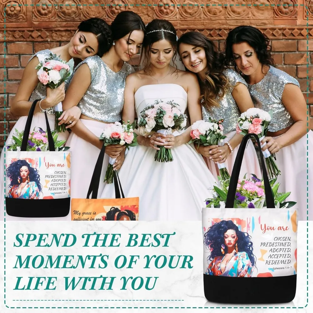 กระเป๋าผ้าแคนวาสคริสเตียนสำหรับผู้หญิง - กระเป๋าถือลายศาสนาแอฟริกันอเมริกัน เหมาะสำหรับเป็นของขวัญและการใช้งานในชีวิตประจำวัน