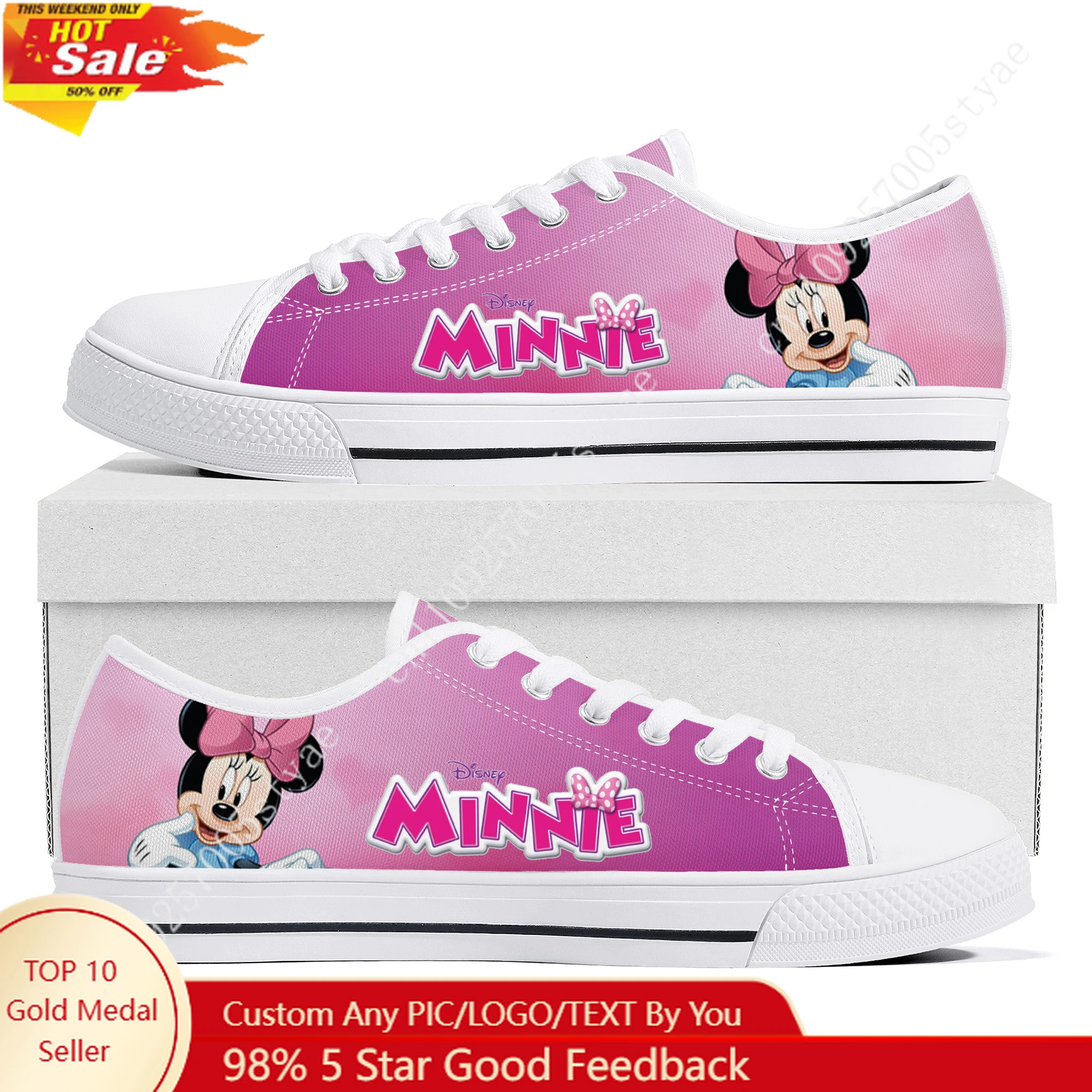 

Disney Minnie Mouse Low Top Lightweight Flat Sneakers Mens Womens Canvas Casual Shoes