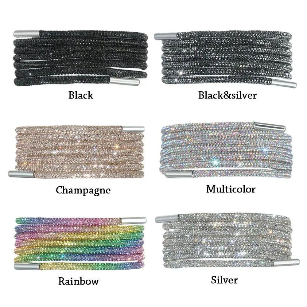 New Luxury Rhinestone Shoelaces Rainbow Diamond Shoe Laces Sneakers Round Cross Braiding Strap ​DIY Strings 100/120/140/160CM