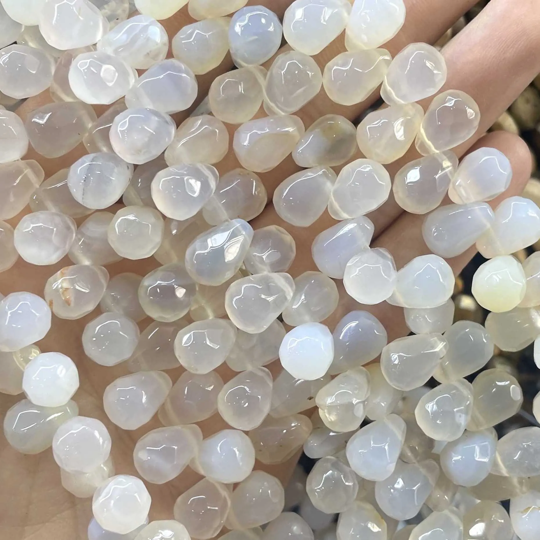 Naturstein facettierte Wassertropfen-Perlen aus Labradorit, Achat und Türkis für die Schmuckherstellung, DIY-Armband und Halskette – Detail 4