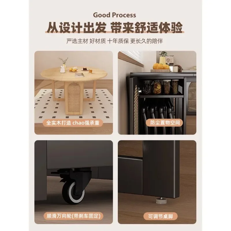 Large apartment foldable dining table variable round
