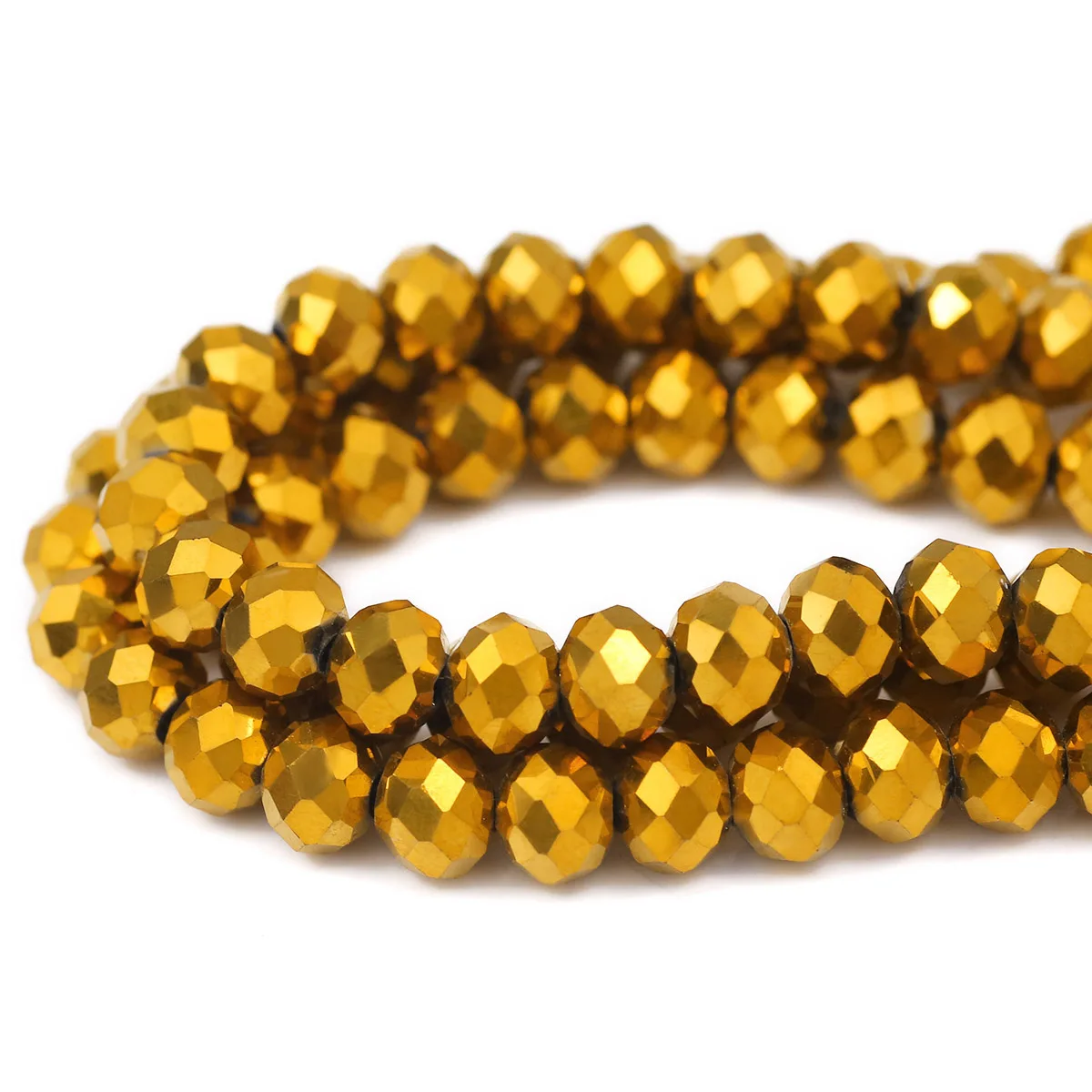 45-90pcs Round Faceted Golden Yellow Color Glass Crystal Spaced Loose Beads For Jewelry Bracelet Necklace Accessories Making DIY