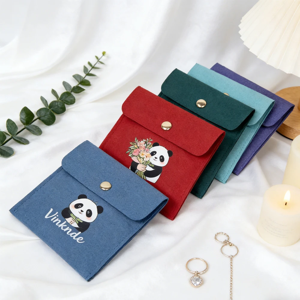 

100Pcs Custom Logo Mini Envelope Jewelry Bag With Snap Button Luxury Microfiber Velvet Jewelry Necklace Earring Ring Gift Sack