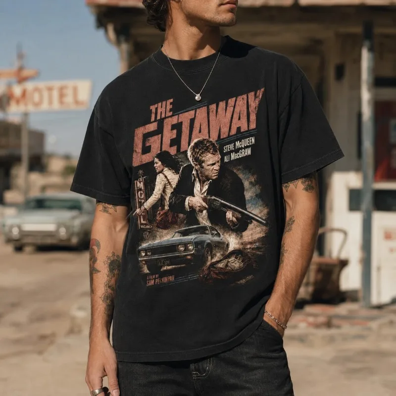 Retro Movie 'Fugitive Mandarin Ducks' T-shirt Men's T-shirt Summer New Item Suitable for Both Men and Women High Street T-shirt