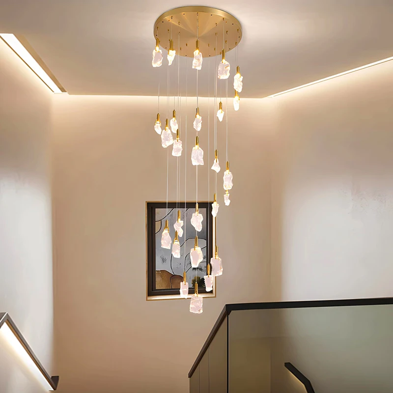 Imagem -06 - Modern Crystal Chandelier For Home Decoration Stair Pendant Lamp Living Room Pendant Lights Iluminação Interior