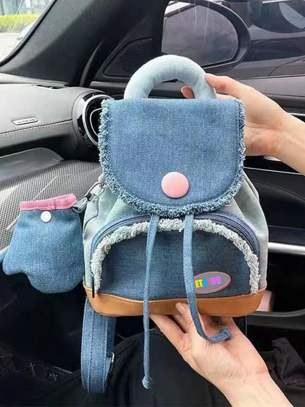 JAIERDI Denim Mini Backpack Women New Vintage Harajuku Cute Backpacks Ladies Fashion Retro Casual Blue Y2k Mochila Aesthetic