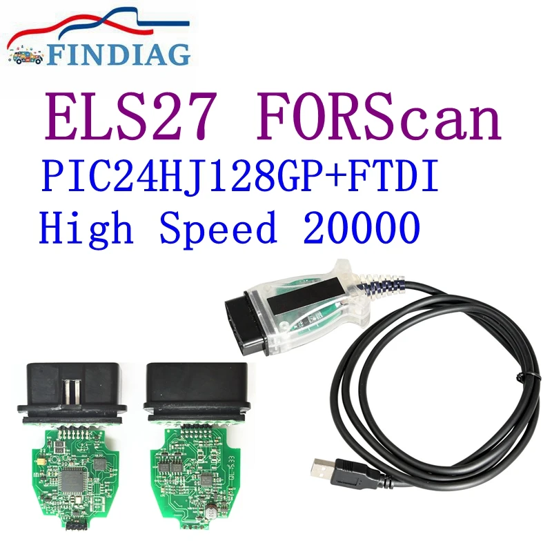 

Newest V2.3.8 ELS27 FORScan Green PCB PIC24HJ128GP+FTDI Mircochip Multi-Language Works ELM327&J2534 Pss-Thru For Mazda