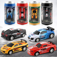 1:58 Remote Control MINI RC Car Battery Operated Racing Vehicle LED Lights Coke Can Mini Cans RC Car with Roadblocks Kids Toys