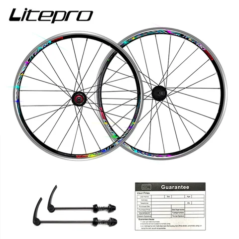 Litepro Novatec 허브 휠셋, 406 451 휠 지지대, 11S 밀폐 베어링 디스크, V 브레이크, 접이식 자전거 휠 림, 20 인치