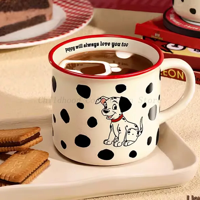 Taza de cerámica de dálmatas de Disney 101, modelo de figura de acción, juguetes de dibujos animados Kawaii, taza de cabeza 3D, taza de café, regalos para niños