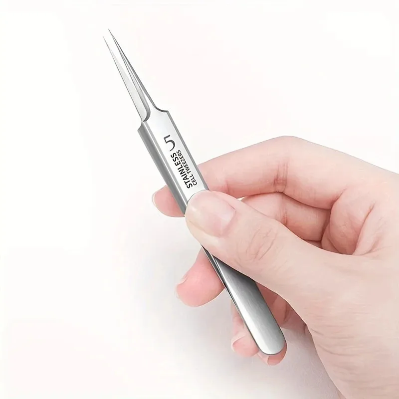 1 paquet extra fin n° 5 pincettes cellulaires pour points noirs d'acné, outils de beauté du visage pour éliminer l'acné, pour les soins de la peau