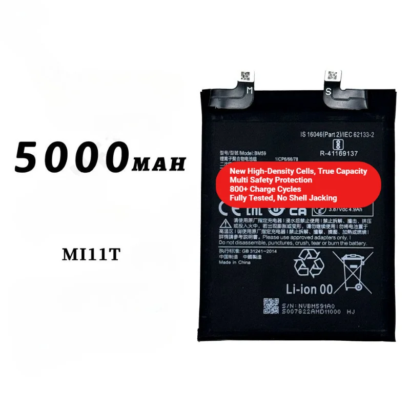 BM59 for Xiaomi MIUI MI11T Mobile Phone Battery 0Cycle High Quality Capacity Battery Replacement Bateria Grade A Cell with Tools