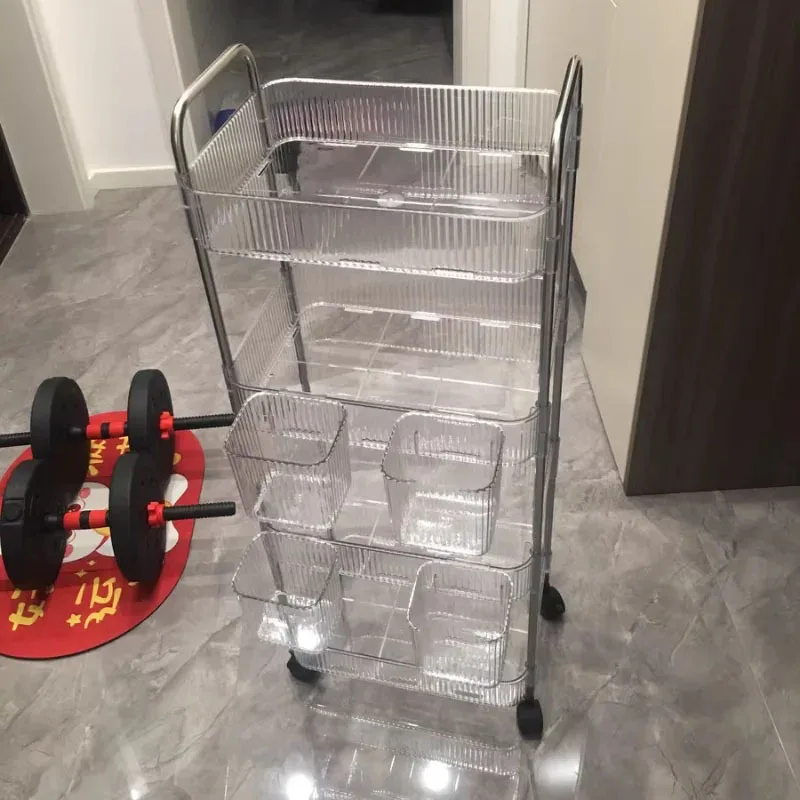 Nordic Acrylic Salon Trolleys Beauty Salon Special Tool Trolley Storage Rack Home Auxiliary Trolley with Wheels Salon Furniture