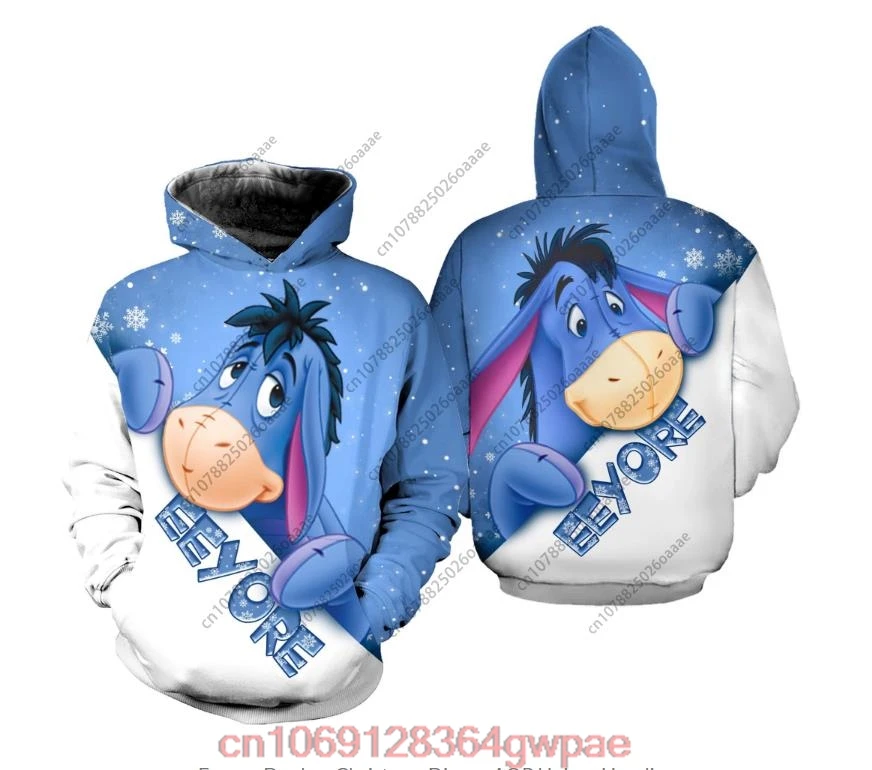 Winnie the Pooh Eeyore 3D Hoodie Men Women Casual Long Sleeve Hoodie Disney Fashion Streetwear Zipper Hoodie Boys Girls Hoodie