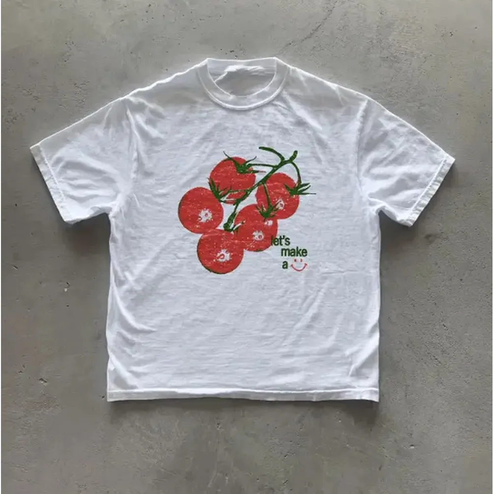 y2k Tomato T-Shirt, Cottagecore Tee, Graphic Tees Gothic Grunge Y2k Emo Scene Amity Affliction Style Clothes Men Women Streetwear