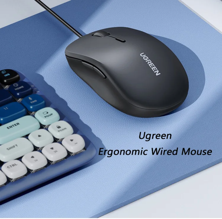 UGREEN Silent Wired Mouse  Ergonomics Wired USB Mouse for Computers and Laptops Right or Left Hand Use