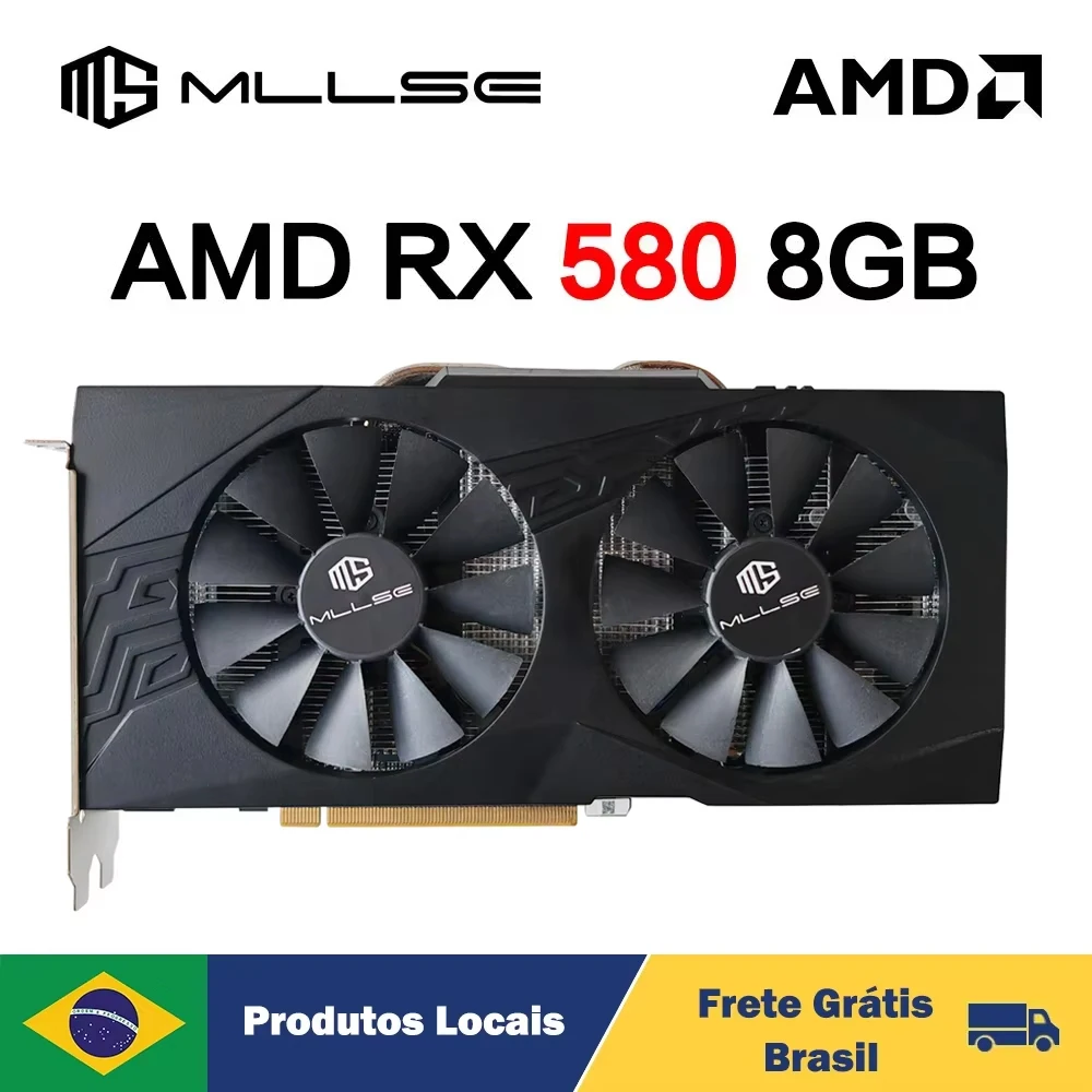 ビデオゲームグラフィックスカード,rx MLLSE-AMD,8GB,2048sp,gddr5,580ビット,pci-e 3.0 × 16, 8ピンradeon GPU,