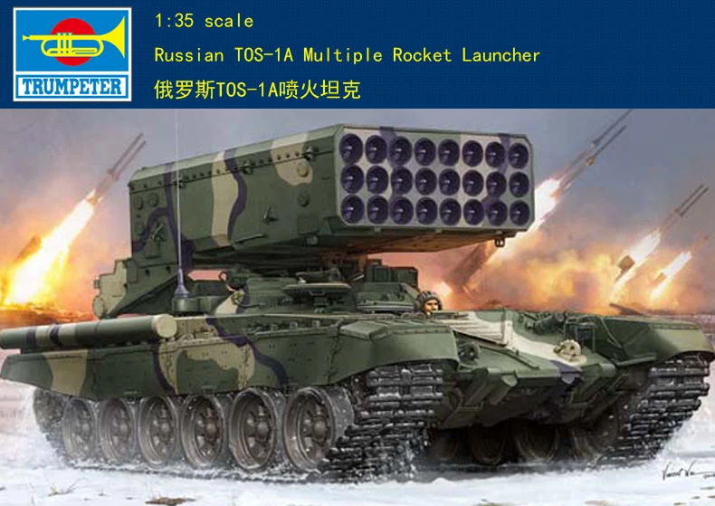 

Trumpeter model 05582 1/35 RUSSIAN TOS-1A MULTIPLE ROCKET LAUNCHER plastic model kit instock