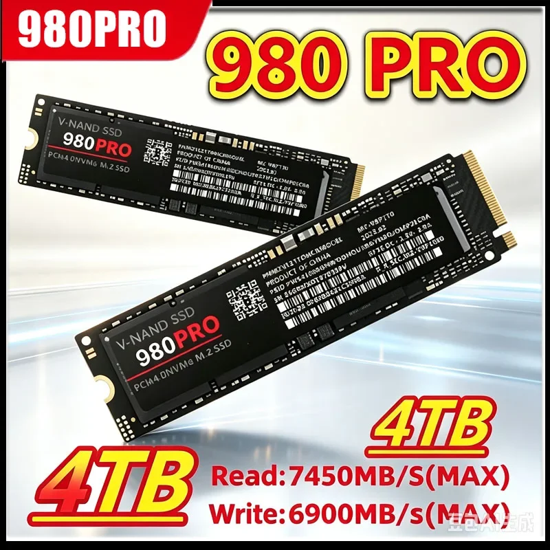 SSD de Alta Velocidade 980 Pro M.2 2280 NVMe PCIe4.0, Opções de 500GB, 1TB, 2TB, 4TB, Unidade de Estado Sólido para PS5, PC Gamer, Desktop e Laptop