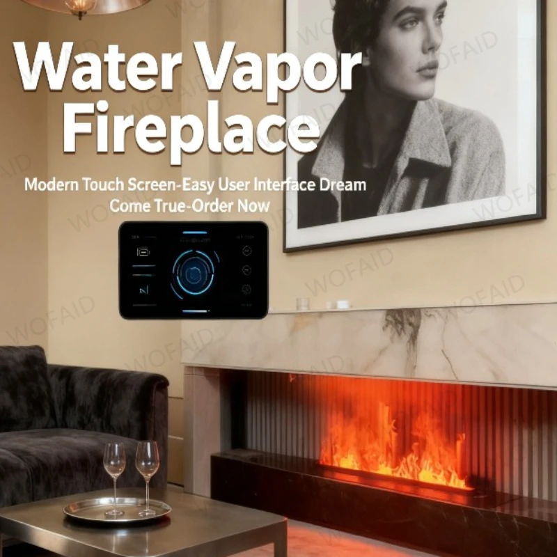 مدفأة بخار لهب ثلاثية الأبعاد حديثة بجهاز تحكم عن بعد مدفأة كهربائية صامتة رذاذ الماء مدفأة كهربائية مزيفة Biyо Kommin Chimenea #1