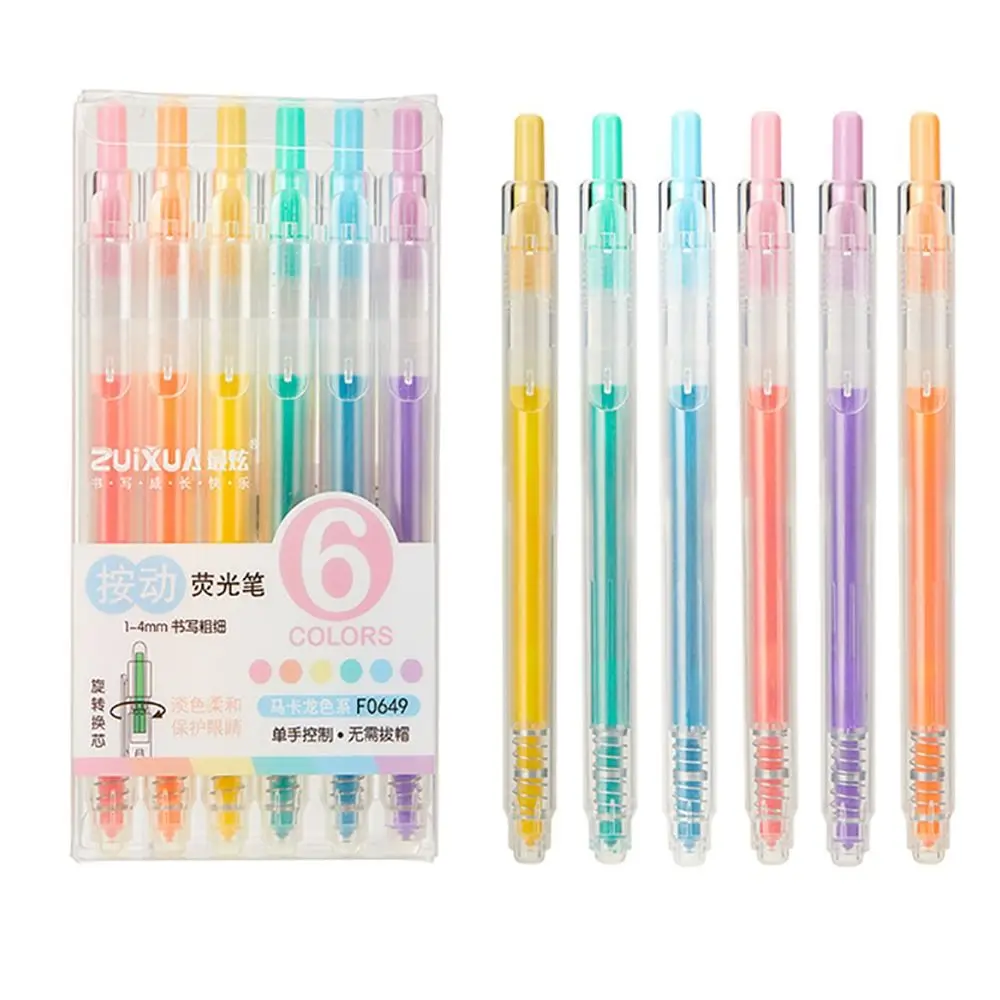 High-quality 6-Colors Highlighter Drawing/Painting/Graffiti Learning Markers Marker Pen Art Stationery Colour Pen