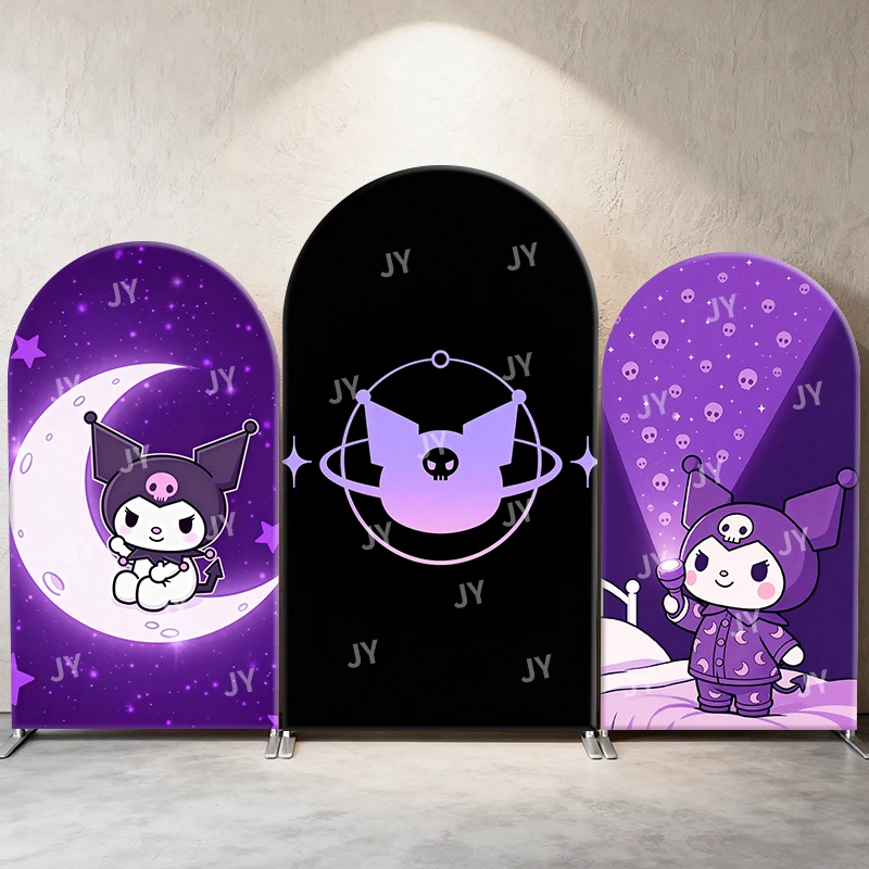 

Sanrio Kuromi Moonlit Night Arch Backdrop Cover Mysterious Purple Festive Scene For Kids Birthday Baby Shower Photo Booth Decor