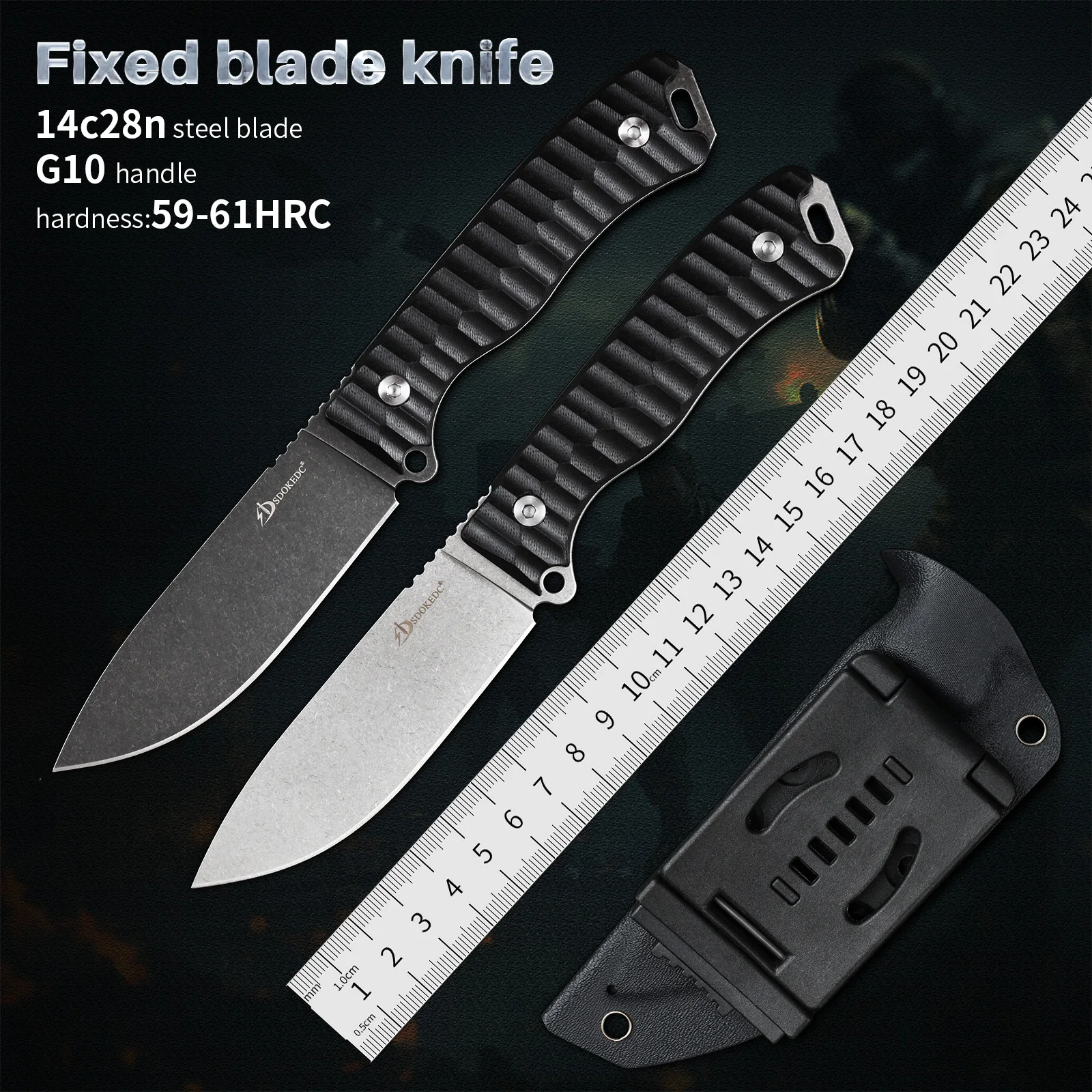 

14c28n Steel Camping Fixed Blade Knife Utility Tactical Military Knives EDC Tool Use for Outdoor Hunting and Survival