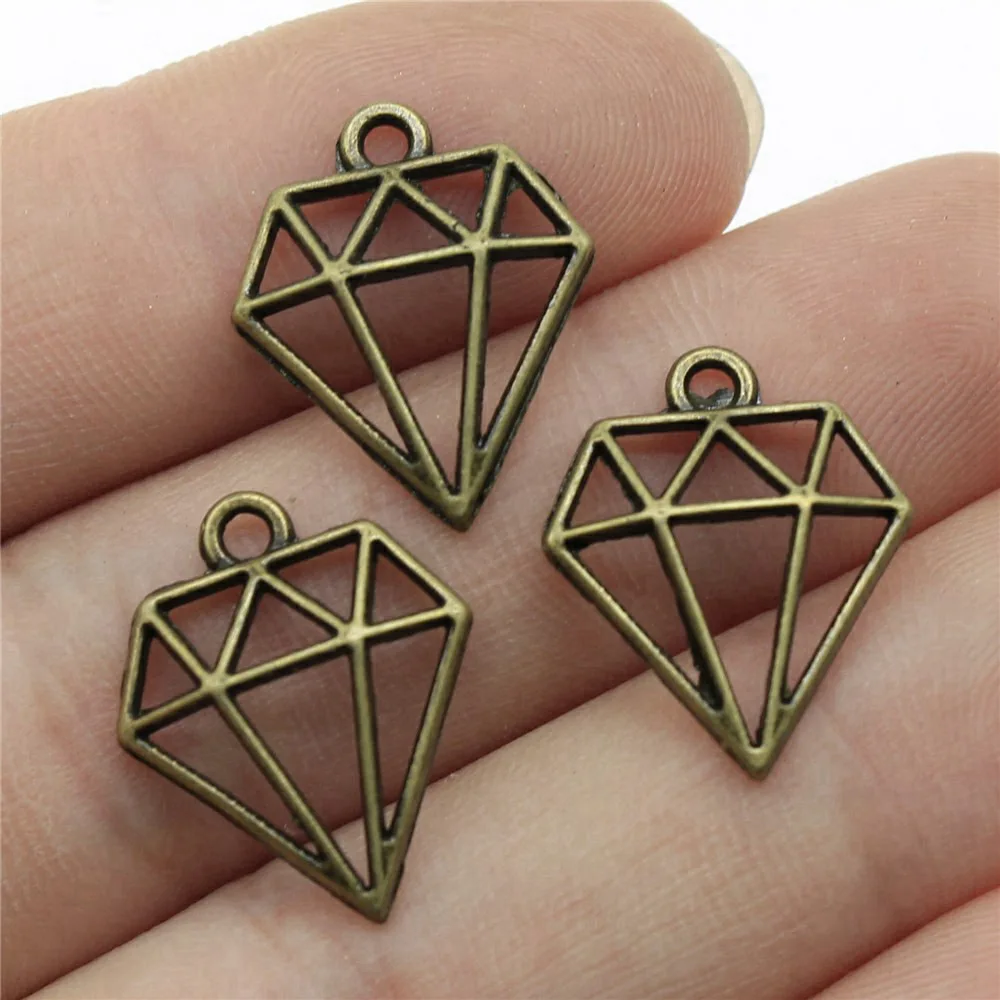 Jewellery Making Supplies Hollow Crystal-Shaped Charms Vintage Accessories 20pcs