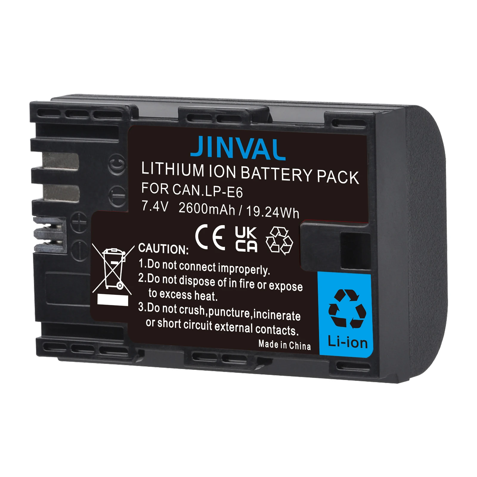 JINVAL LP-E6 Battery 2600mAh LPE6 E6N Rechargeable Batteries + PD20W Fast Dual Charger For Canon EOS 5DS R 5D Mark II III Camera