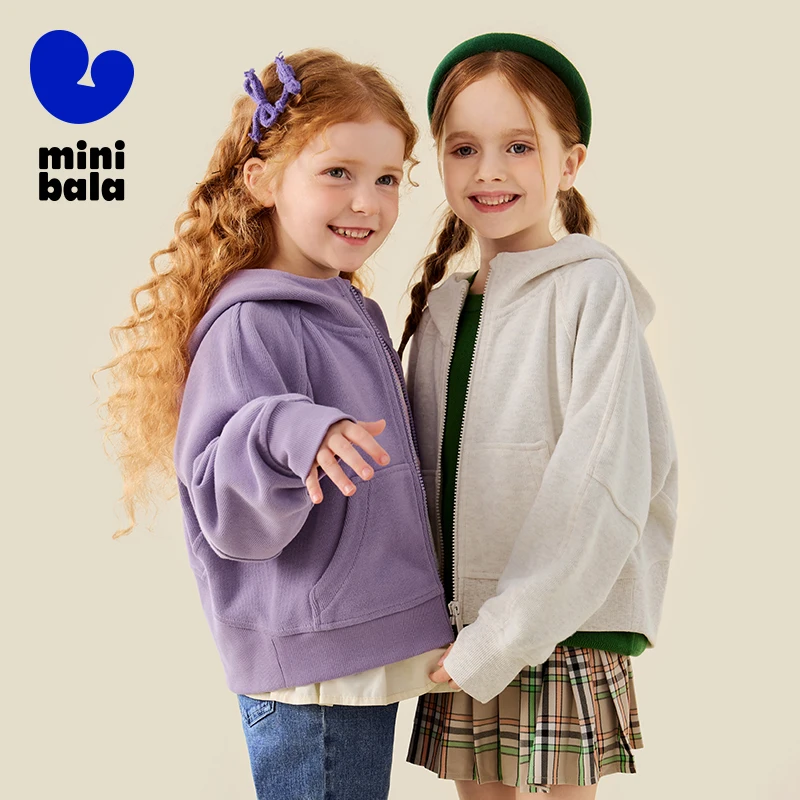 

Mini Balabala Hoodie Jacket Girls 2025 Autumn Parent-Child Matching Loose Fit Sporty Sweatshirt for Family Outings
