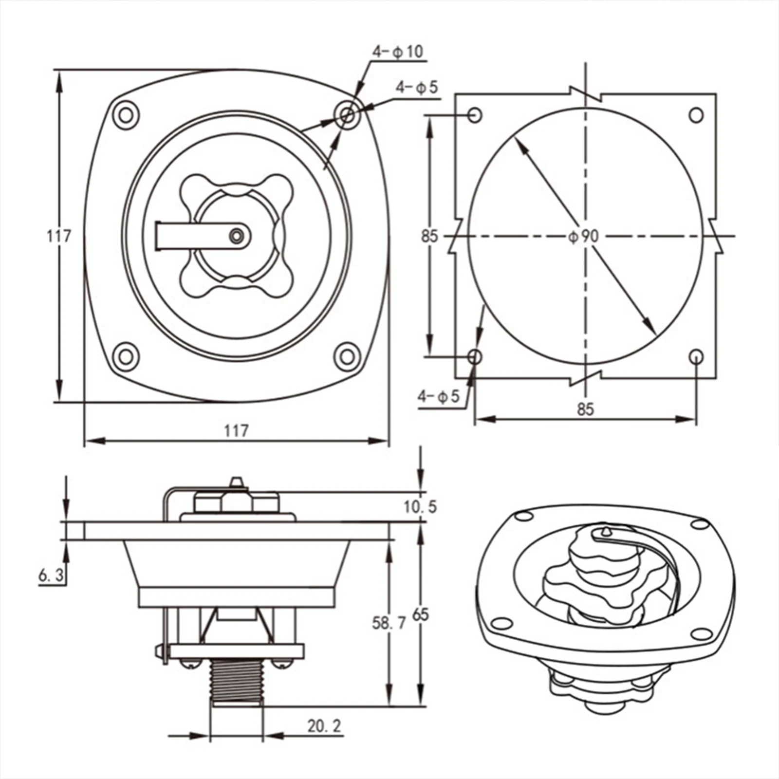 Motorhome Inlet Water Cap PP Material City Water Fill with Check Valve Easy Fit Wall Mount for Camper Trailer