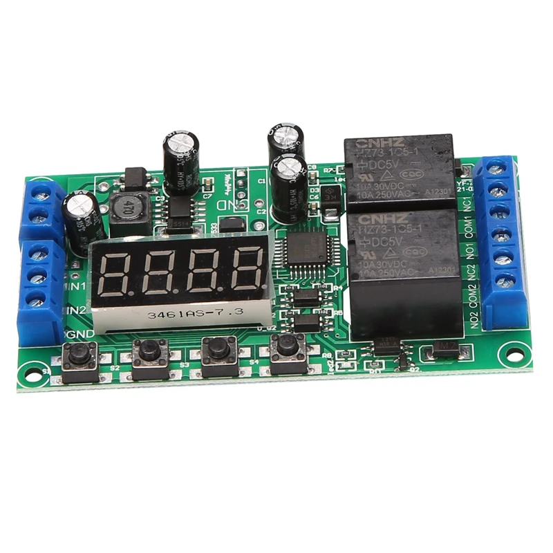 YF-7 Dual Channel Delay Relay Module Multifunctional Pulse Trigger Cycle Timer DC 7-30V Delay Time 0.01S-999M 5A