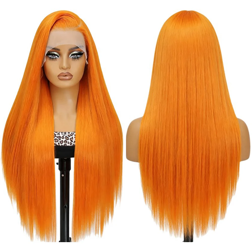 13x4-lace-front-wig-orange-long-straight-synthetic-wigs-for-women-natural-hairline-heat-resistant-fiber-daily-party-cosplay-use