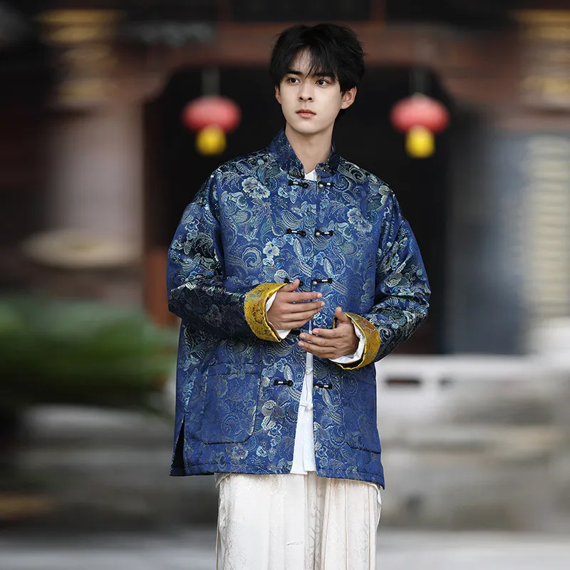 

Художественная мужская длинная Sve Jaet в стиле ретро, осенне-зимняя цветочная вышивка, национальный тренд, верхняя подставка для тела, повседневная одежда