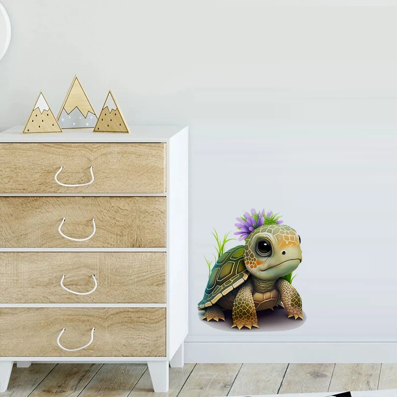 C199#Baby Turtle Wall Sticker Kids Room Background Home Decoration Mural Living Room Wallpaper Funny Decal