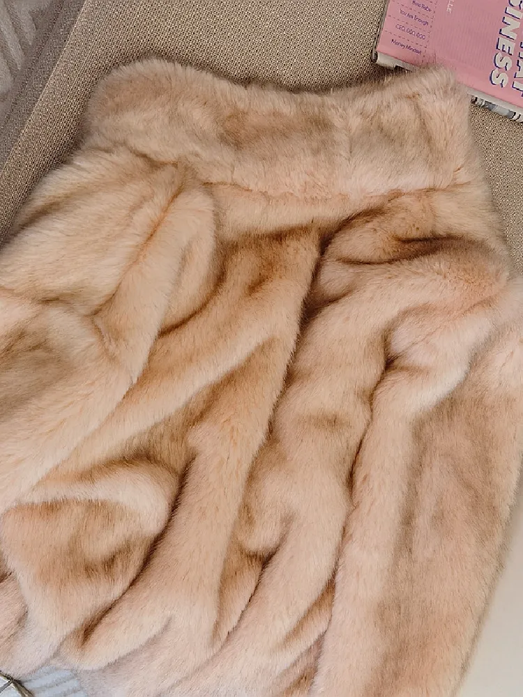 HIGH QUALITY Winter Lapel Hairy Shaggy Faux Fur Stay Warm Jacket Vintage Diamond Buttons Coat Furry Mid Long Outerwear