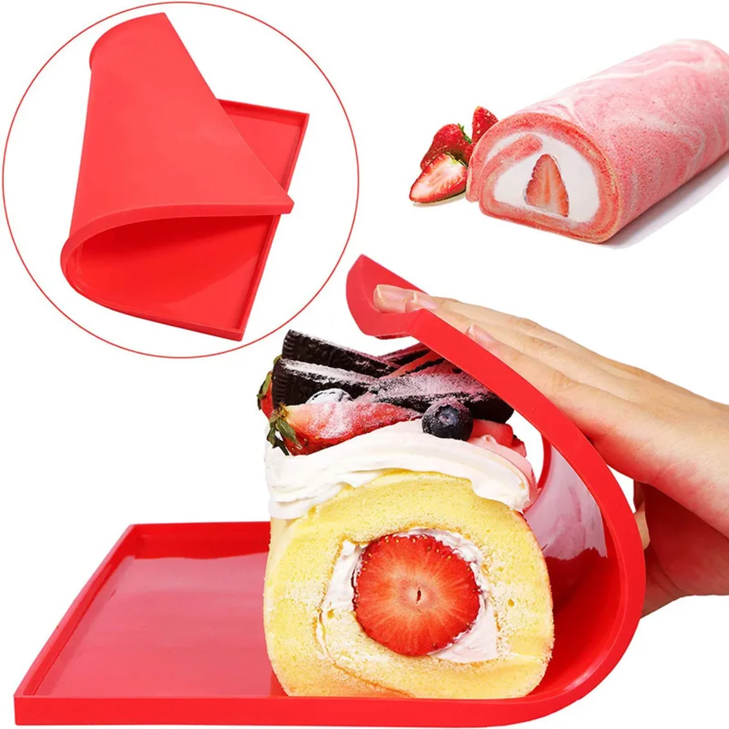 Non-stick Silicone Baking Mat Pad Swiss Cake Roll Pad Cake Tray Pan Mat Baking Pastry Tool Oven Mat Bakeware Kitchen Accessories