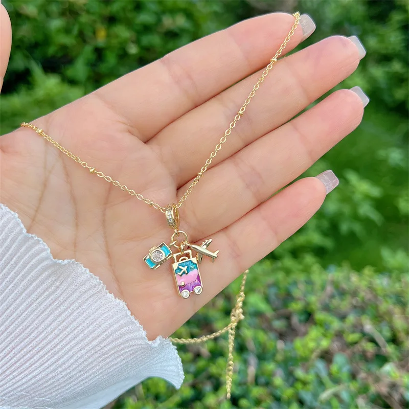 عين الشر النحاس الزركون لون الذهب سلسلة ربط جميلة قلادة ، قلادة طائرة القلب ، الأزياء والمجوهرات للنساء والفتيات والرجال