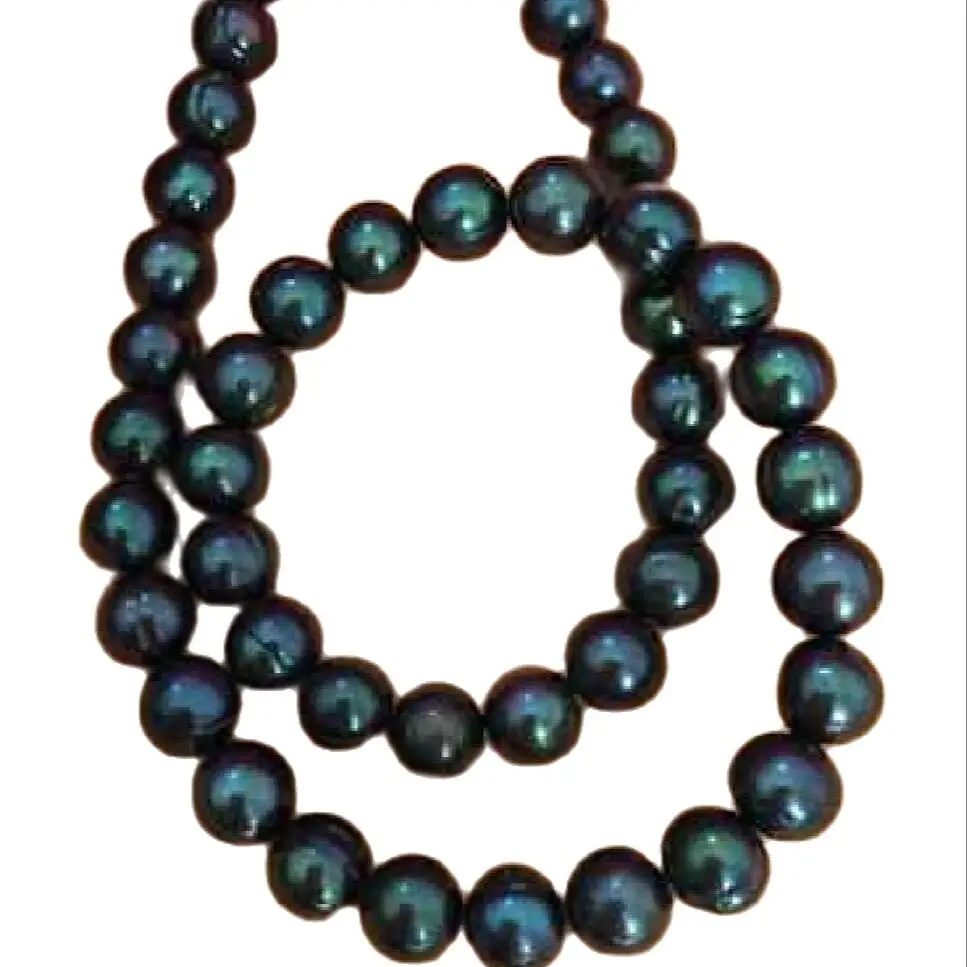 

stunning 9-10mm tahitian black green baroque pearl necklace 18inch