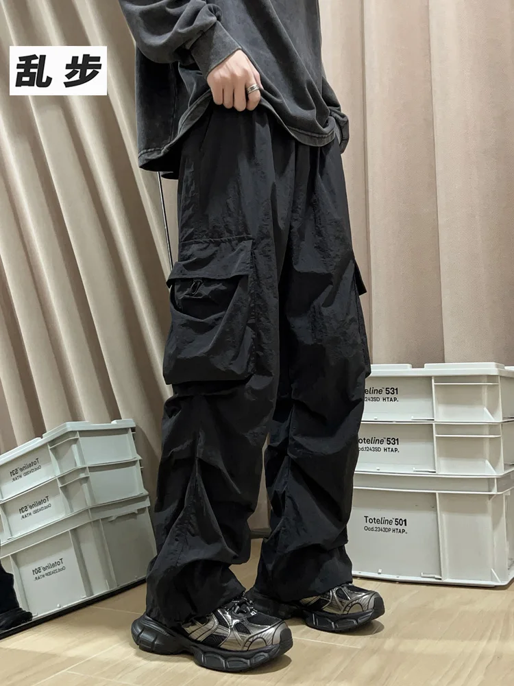 

Spring 2026 Men's Casual Work Pants Wide Straight Tube Soldier Pants Multi-ket Functional Sle New Arrival Loose Fit Long...