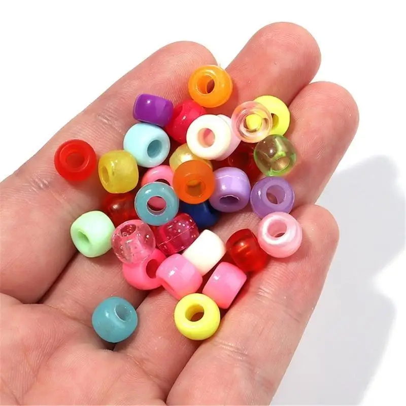 652F 200pcs hạt acrylic cho trẻ bím tóc phát sáng trong bóng tối với thiết kế đầy màu sắc cho các cô gái tự làm