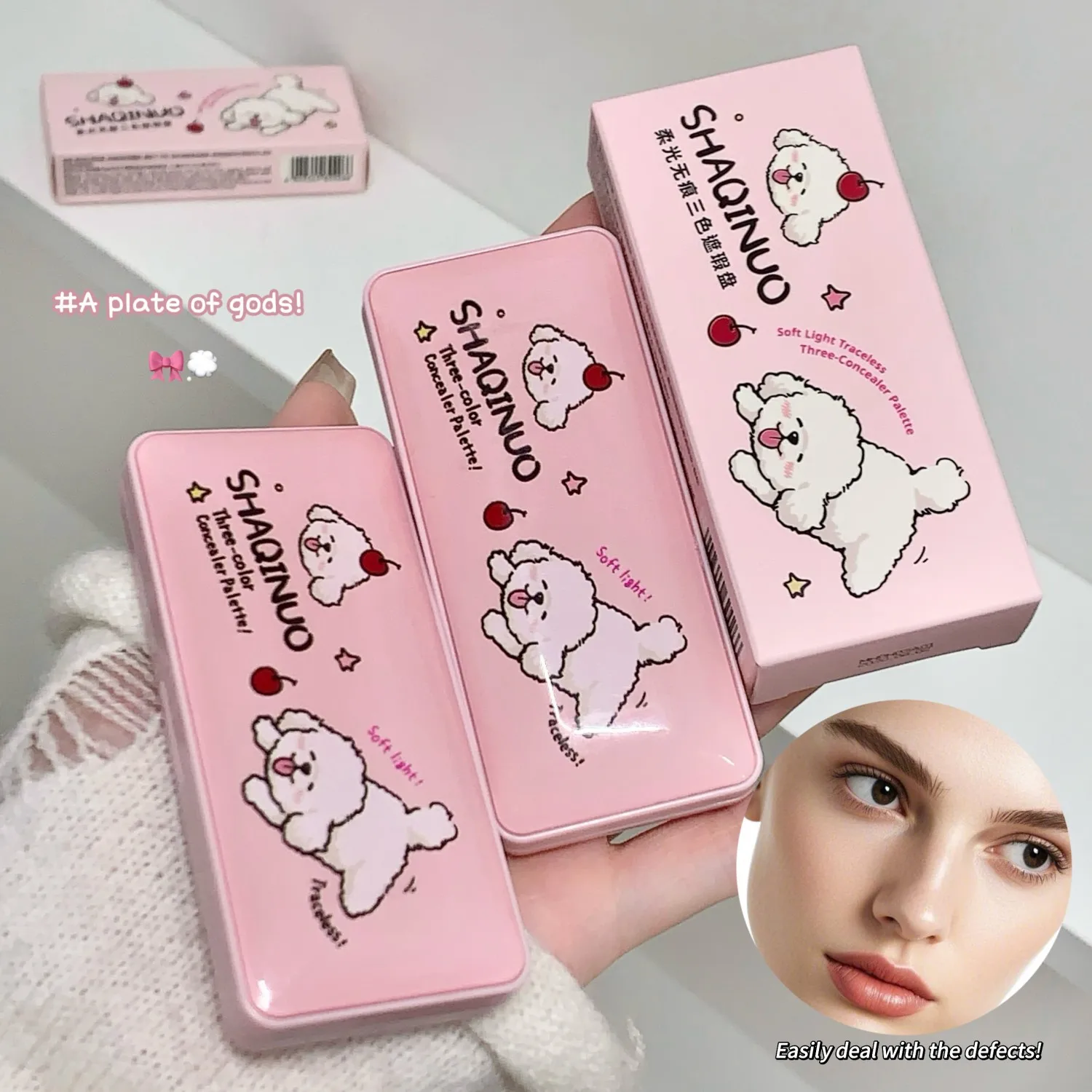 Soft Light Seamless Tri-Color Concealer: Natural Matte Finish for Acne Scars, Long-Lasting Coverage & Brightening Makeup