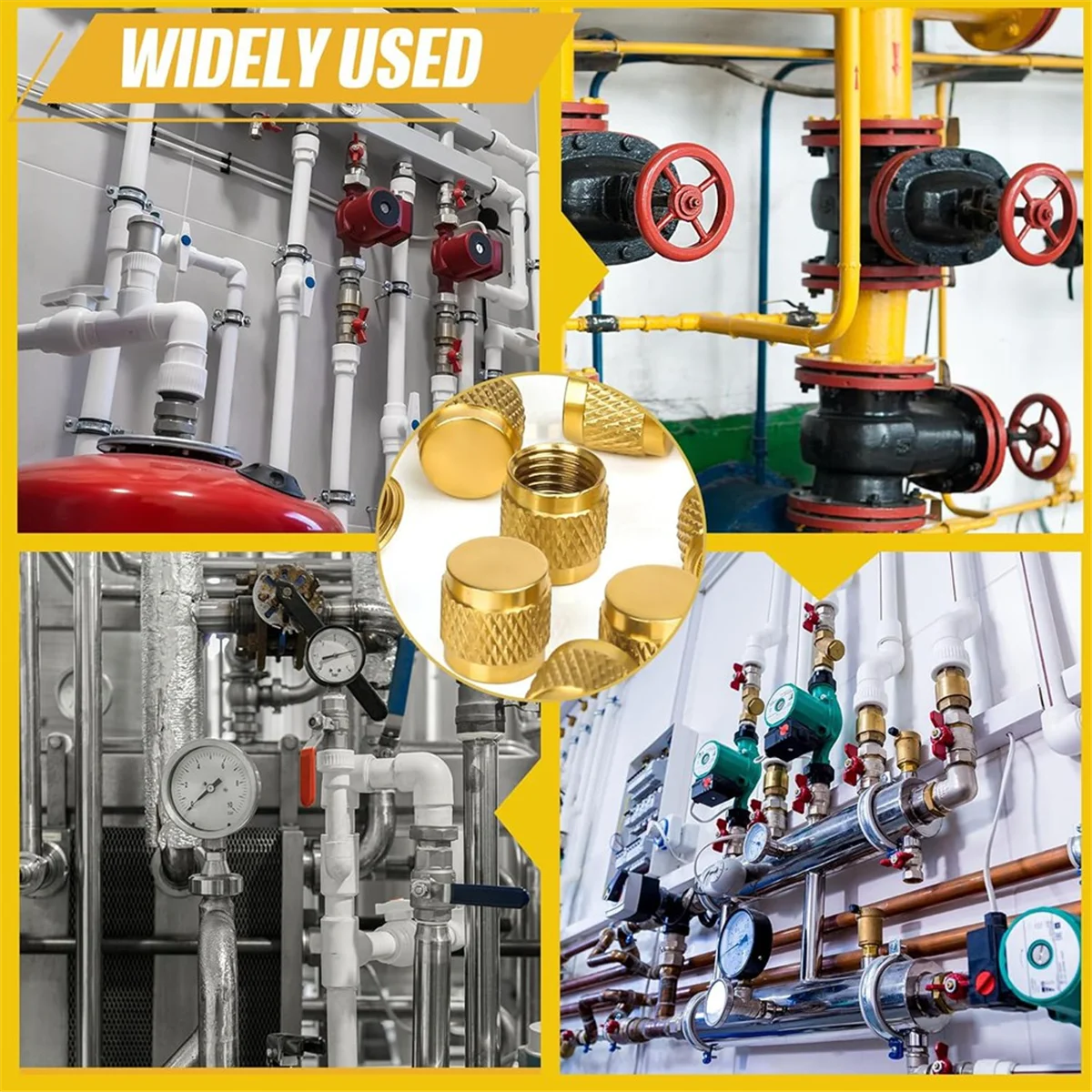Penutup suar 1/4 panas, kuningan bulat dengan segel o-ring Neoprene, penutup katup HVAC, penutup kunci pendingin, penutup kunci HVAC 10 buah