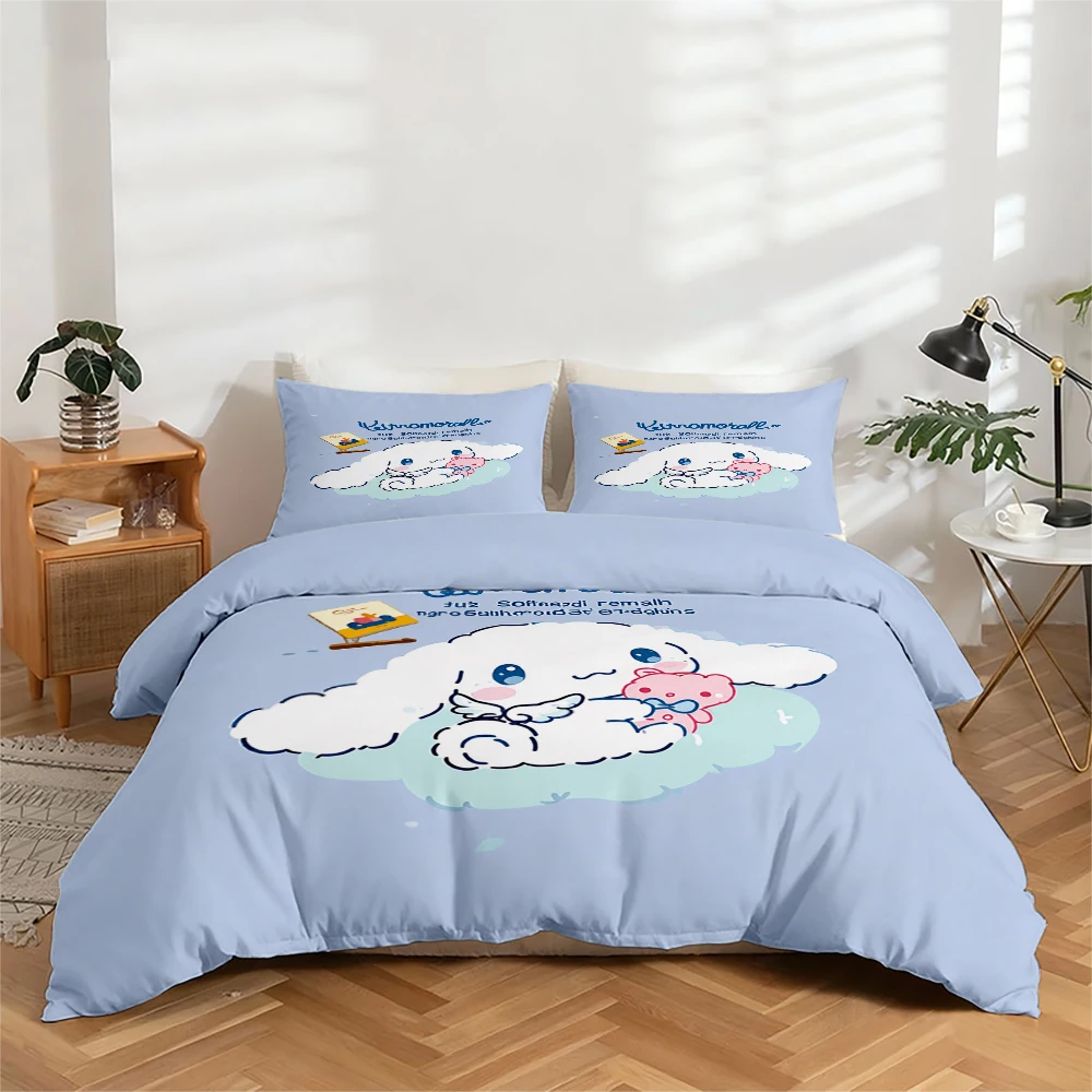 

Комплект постельного белья из 3 предметов с цифровым принтом высокого разрешения и рисунком Cinnamoroll, комплект пододеяльников с крупным цветочным узором, включает 1 пододеяльник + 2 наволочки, подходит для спальни, гостевой комнаты, домашнего декора, п