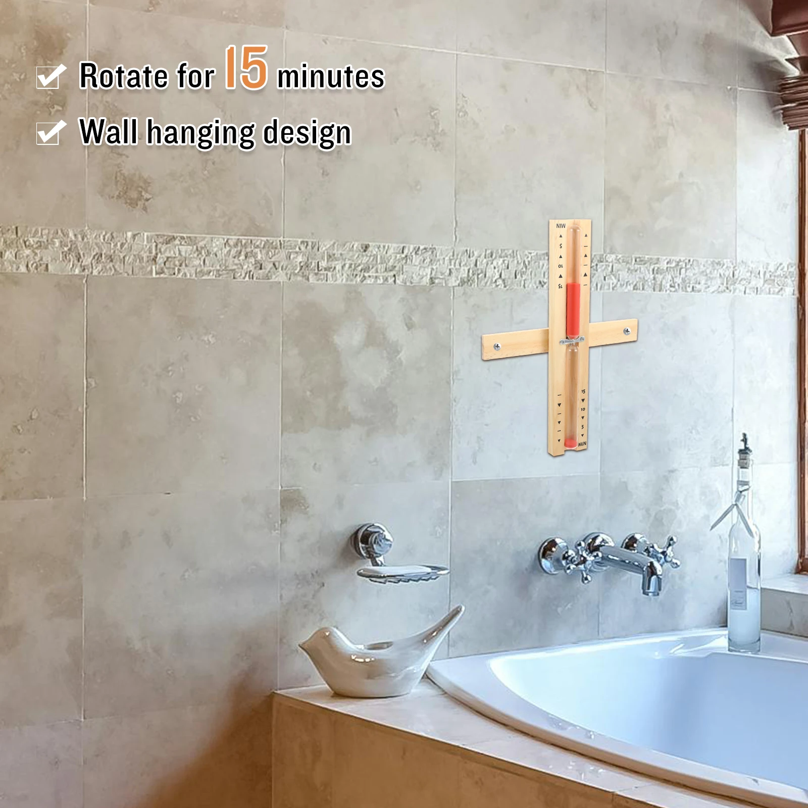 

Деревянные песочные часы для сауны, 15-минутный классический песочный таймер, прозрачное стекло для таймера в сауне, 15-минутные песочные часы